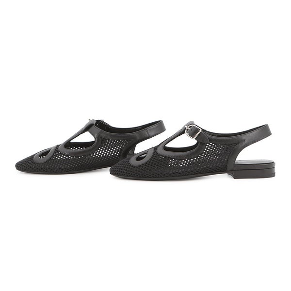 エルメス パンプス キム バレエシューズ ファブリック/レザー レディースサイズ35 1/2 HERMES 靴 黒