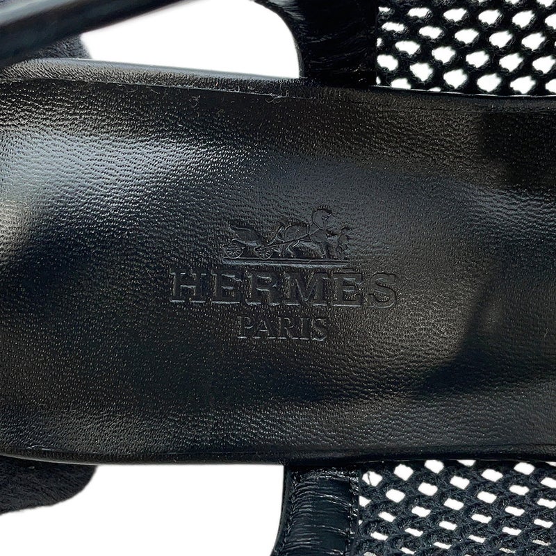 エルメス パンプス キム バレエシューズ ファブリック/レザー レディースサイズ35 1/2 HERMES 靴 黒