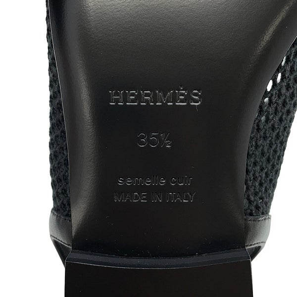 エルメス パンプス キム バレエシューズ ファブリック/レザー レディースサイズ35 1/2 HERMES 靴 黒