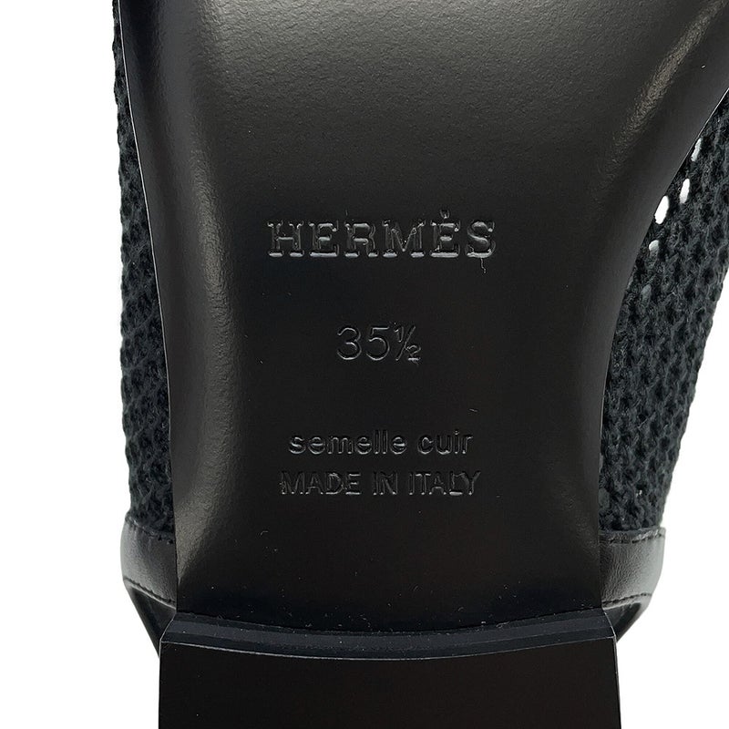 エルメス パンプス キム バレエシューズ ファブリック/レザー レディースサイズ35 1/2 HERMES 靴 黒