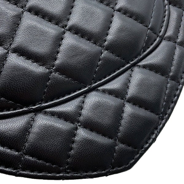 シャネル チェーンショルダーバッグ マトラッセ ココマーク ハート ラムスキン AS5764 CHANEL 黒