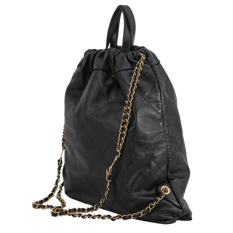 シャネル リュック シャネル22 ラージ シャイニーカーフレザー AS3313 CHANEL バックパック バッグ 黒