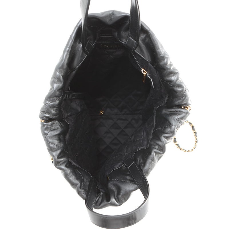 シャネル リュック シャネル22 ラージ シャイニーカーフレザー AS3313 CHANEL バックパック バッグ 黒