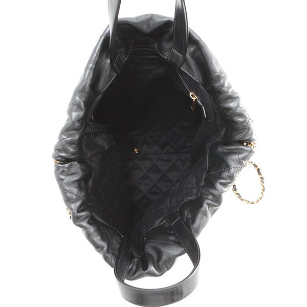 シャネル リュック シャネル22 ラージ シャイニーカーフレザー AS3313 CHANEL バックパック バッグ 黒