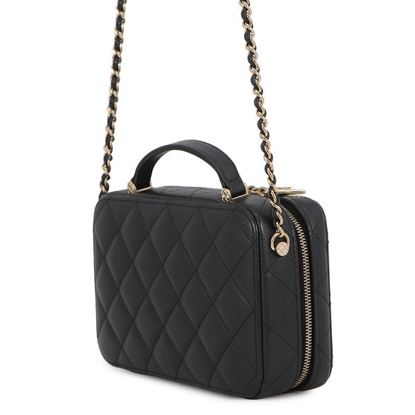 シャネル チェーンショルダーバッグ マトラッセ ココマーク トップハンドル キャビアスキン CHANEL 黒