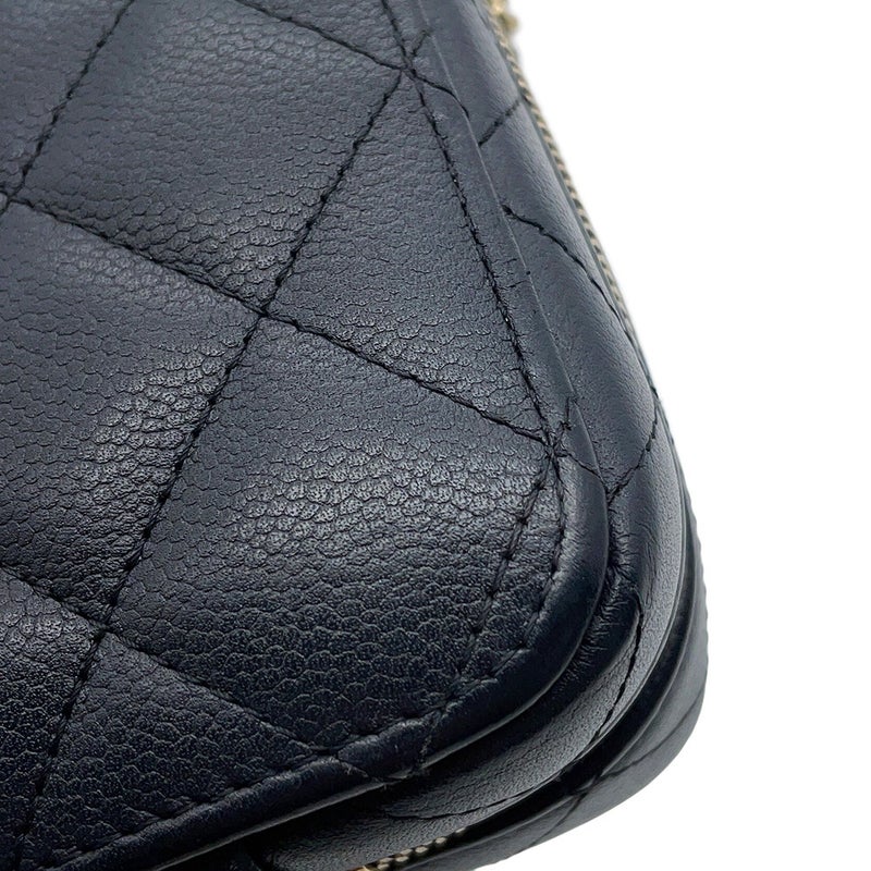 シャネル チェーンショルダーバッグ マトラッセ ココマーク トップハンドル キャビアスキン CHANEL 黒