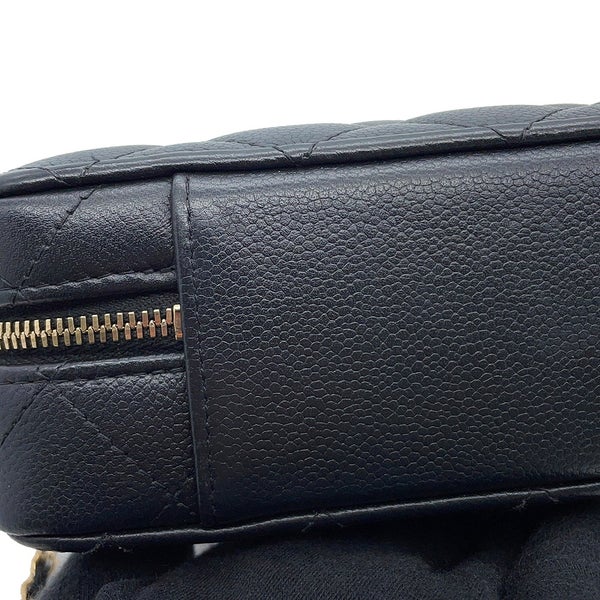 シャネル チェーンショルダーバッグ マトラッセ ココマーク トップハンドル キャビアスキン CHANEL 黒