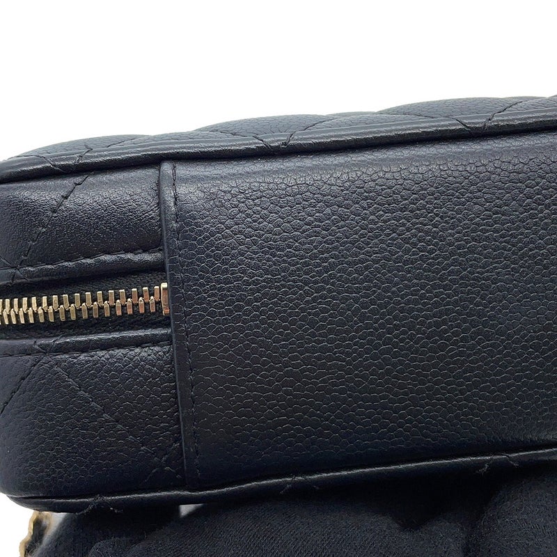 シャネル チェーンショルダーバッグ マトラッセ ココマーク トップハンドル キャビアスキン CHANEL 黒