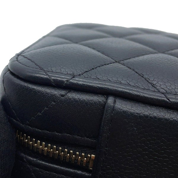 シャネル チェーンショルダーバッグ マトラッセ ココマーク トップハンドル キャビアスキン CHANEL 黒