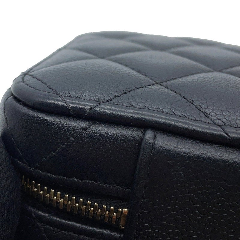 シャネル チェーンショルダーバッグ マトラッセ ココマーク トップハンドル キャビアスキン CHANEL 黒