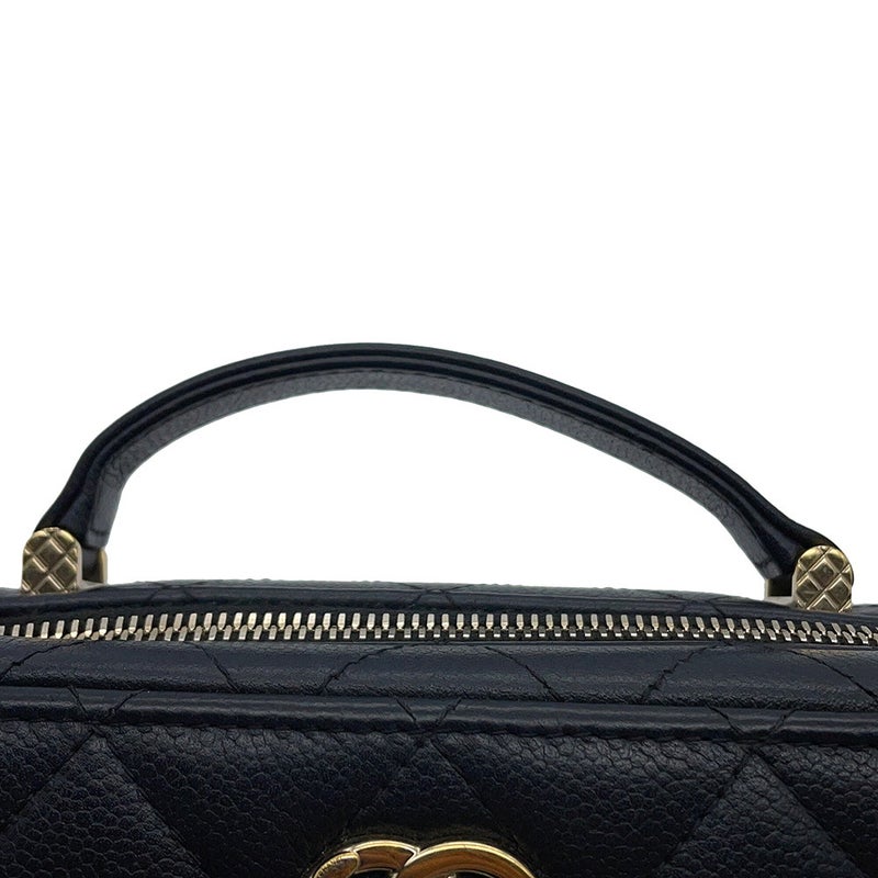 シャネル チェーンショルダーバッグ マトラッセ ココマーク トップハンドル キャビアスキン CHANEL 黒