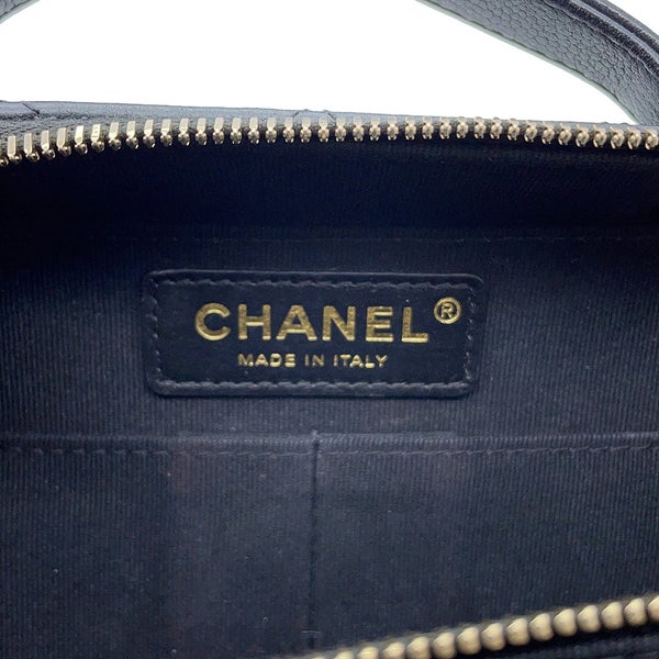 シャネル チェーンショルダーバッグ マトラッセ ココマーク トップハンドル キャビアスキン CHANEL 黒