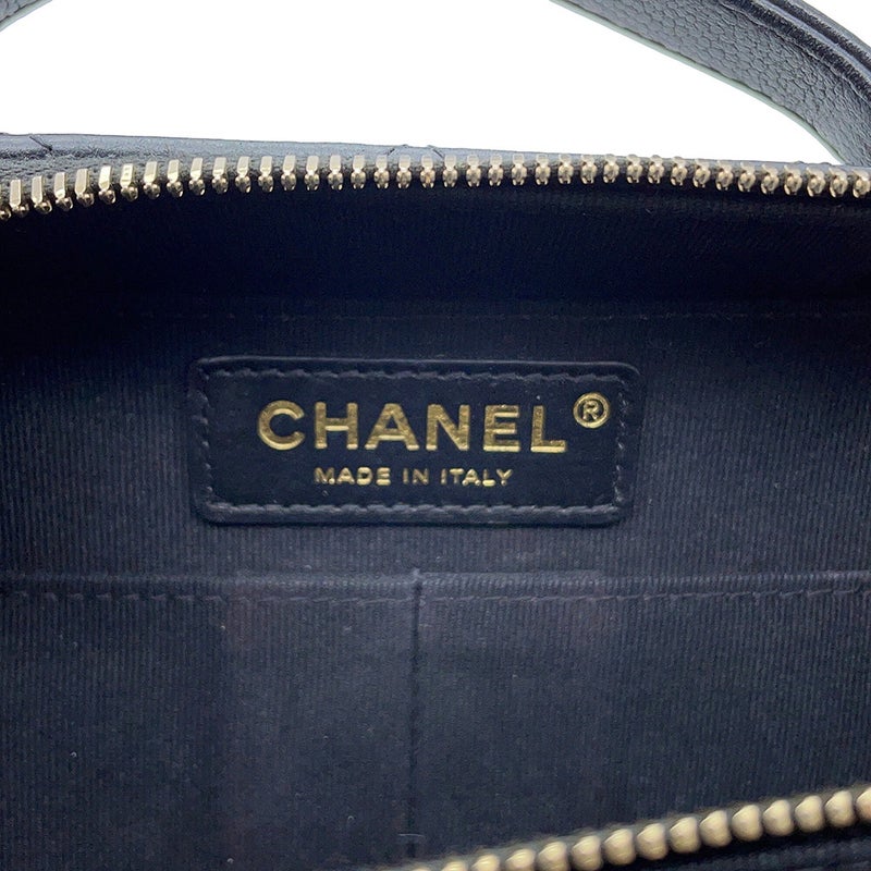 シャネル チェーンショルダーバッグ マトラッセ ココマーク トップハンドル キャビアスキン CHANEL 黒