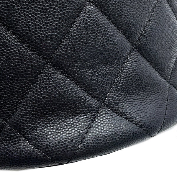 シャネル チェーンショルダーバッグ ココマーク マトラッセ 巾着 キャビアスキン CHANEL 黒