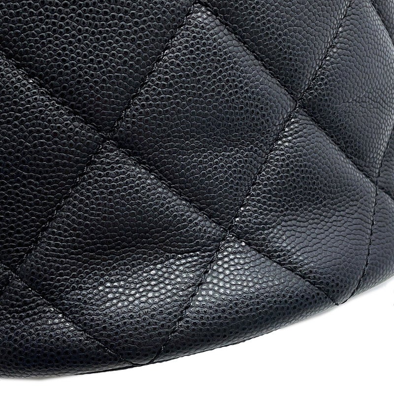 シャネル チェーンショルダーバッグ ココマーク マトラッセ 巾着 キャビアスキン CHANEL 黒