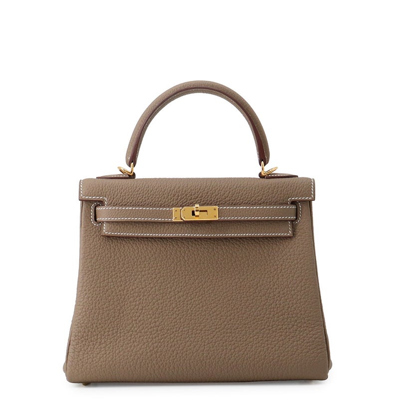 エルメス ハンドバッグ ケリー25 内縫い エトゥープ/ゴールド金具 トゴ W刻印 HERMES Kelly 2wayバッグ