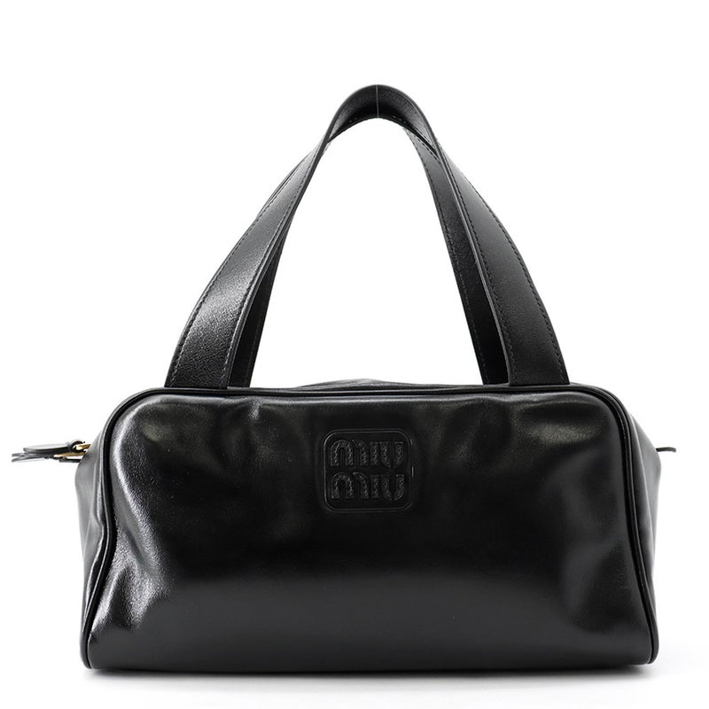 ミュウミュウ ハンドバッグ ボーリング  ロゴ レザー 5BB182 Miu Miu バッグ 黒