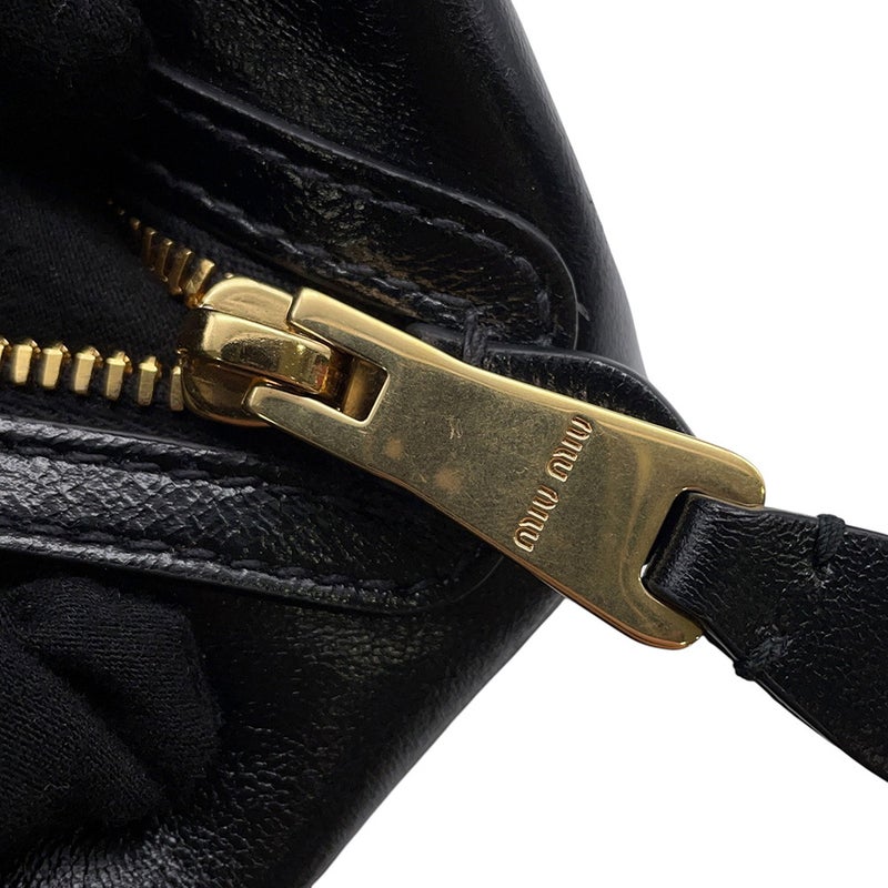 ミュウミュウ ハンドバッグ ボーリング  ロゴ レザー 5BB182 Miu Miu バッグ 黒