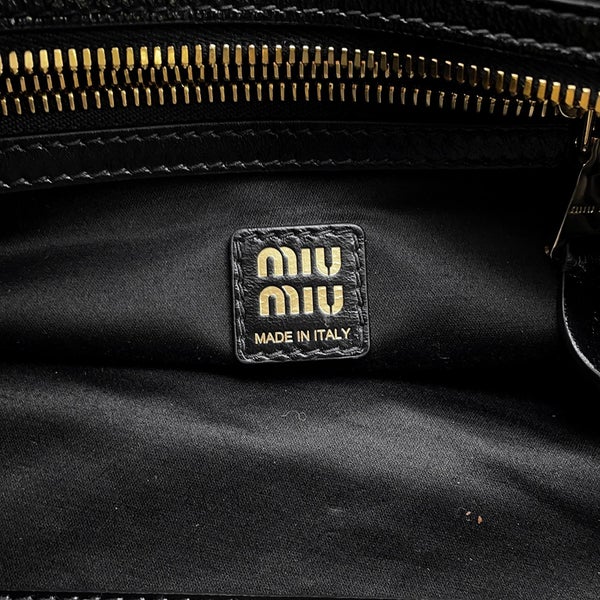 ミュウミュウ ハンドバッグ ボーリング  ロゴ レザー 5BB182 Miu Miu バッグ 黒