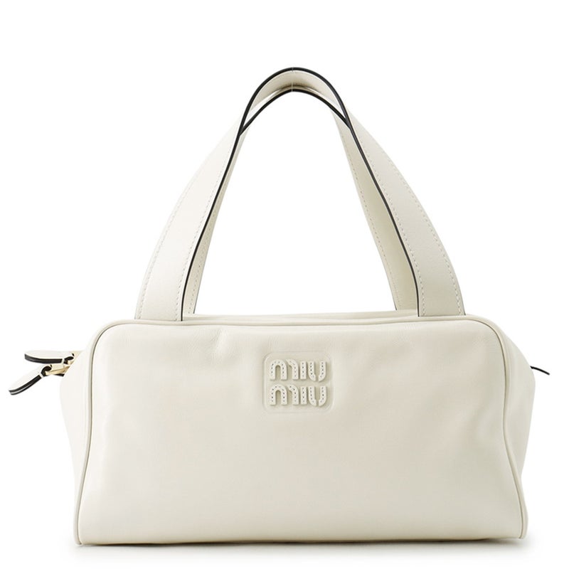 ミュウミュウ ハンドバッグ ボーリング  ロゴ レザー 5BB182 Miu Miu バッグ 白