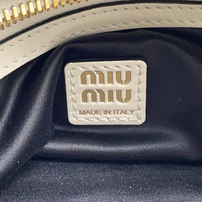 ミュウミュウ ハンドバッグ ボーリング  ロゴ レザー 5BB182 Miu Miu バッグ 白