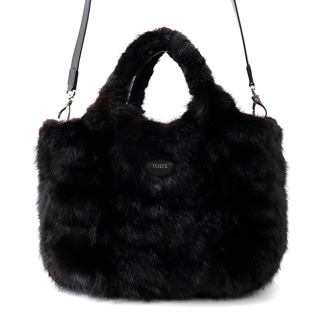 希少♡TOD'S トッズ ファー 2way トートバッグ Dバッグ トッズ ハンドバッグ ファー ファー ジェニュインレザー TOD'S 2way