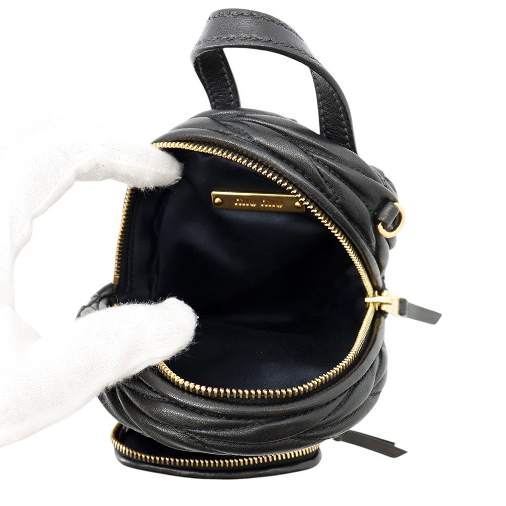 ミュウミュウ チェーンショルダーバッグ キルティング レザー ロゴ Miu