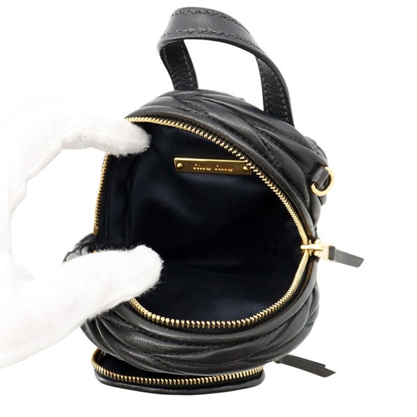 ミュウミュウ チェーンショルダーバッグ キルティング レザー ロゴ Miu Miu ２wayショルダー 黒