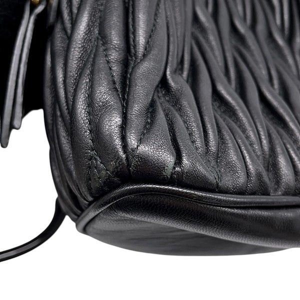 ミュウミュウ チェーンショルダーバッグ キルティング レザー ロゴ Miu Miu ２wayショルダー 黒