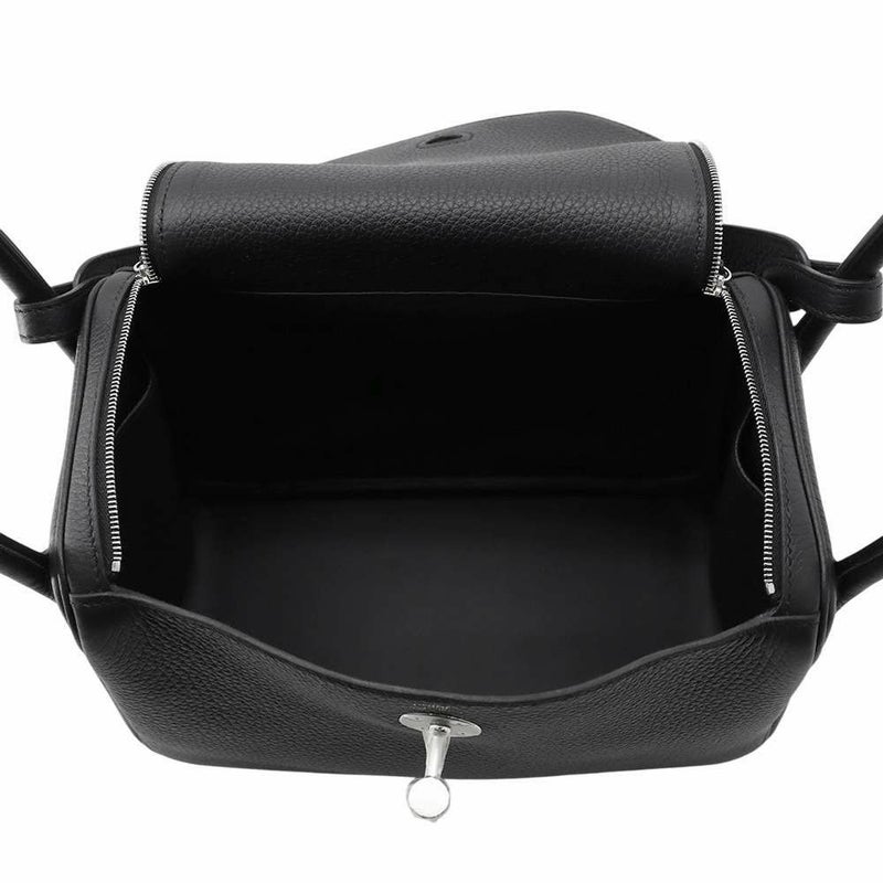 エルメス ハンドバッグ リンディ26 ブラック/シルバー金具 トリヨンクレマンス K刻印 2wayショルダー 黒