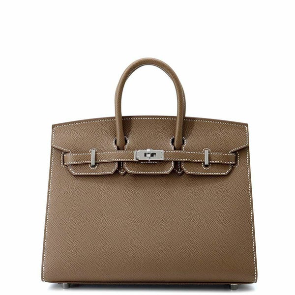 エルメス バーキン25 セリエ エトゥープ/シルバー金具 トゴ B刻印 HERMES Birkin ハンドバッグ