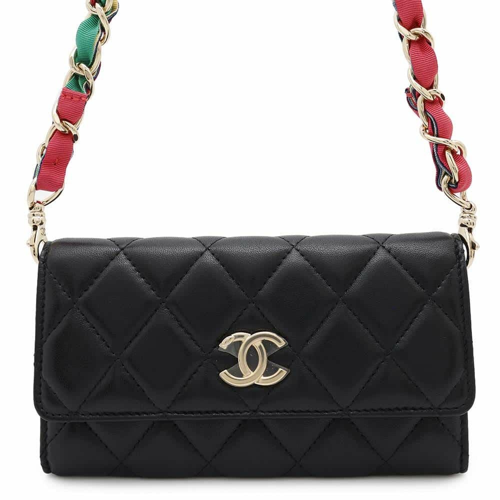 【中古】 CHANEL シャネル マトラッセ  チェーンウォレット ラムスキン AP2056 ロングウォレット ブラック レディース 25022242 KJ CHANEL - 【中古】 CHANEL シャネル マトラッセ チェーンウォレット