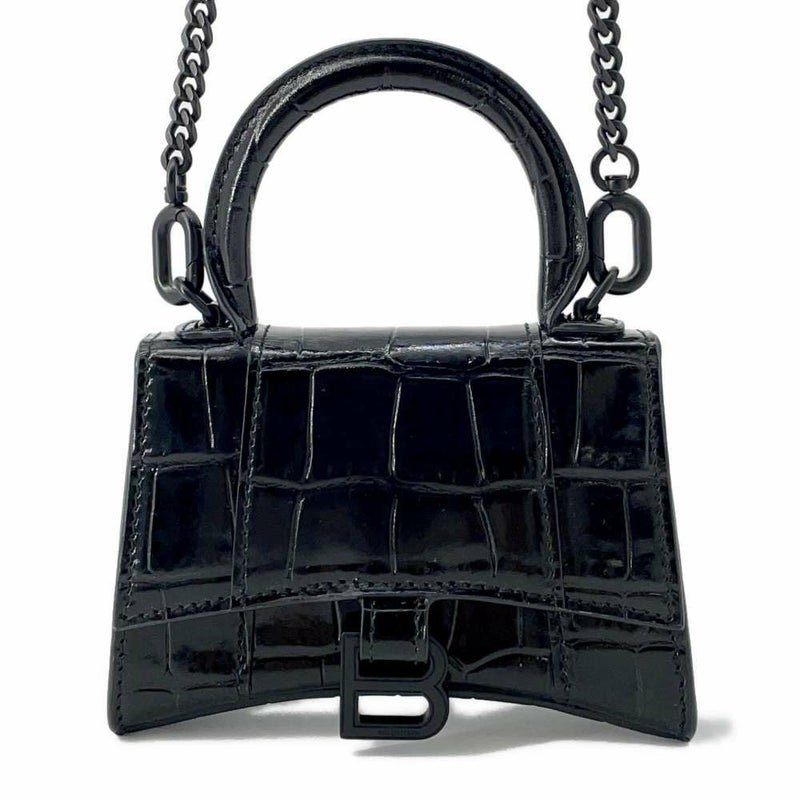 バレンシアガ チェーンショルダーバッグ アワーグラス ミニバッグ 型押しレザー 664676 BALENCIAGA 黒