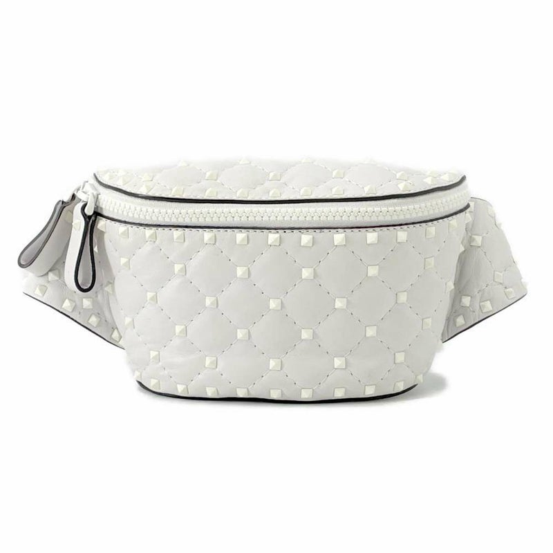 ヴァレンティノ・ガラヴァーニ ボディバッグ ロックスタッズ レザー VALENTINO ウエストバッグ 白