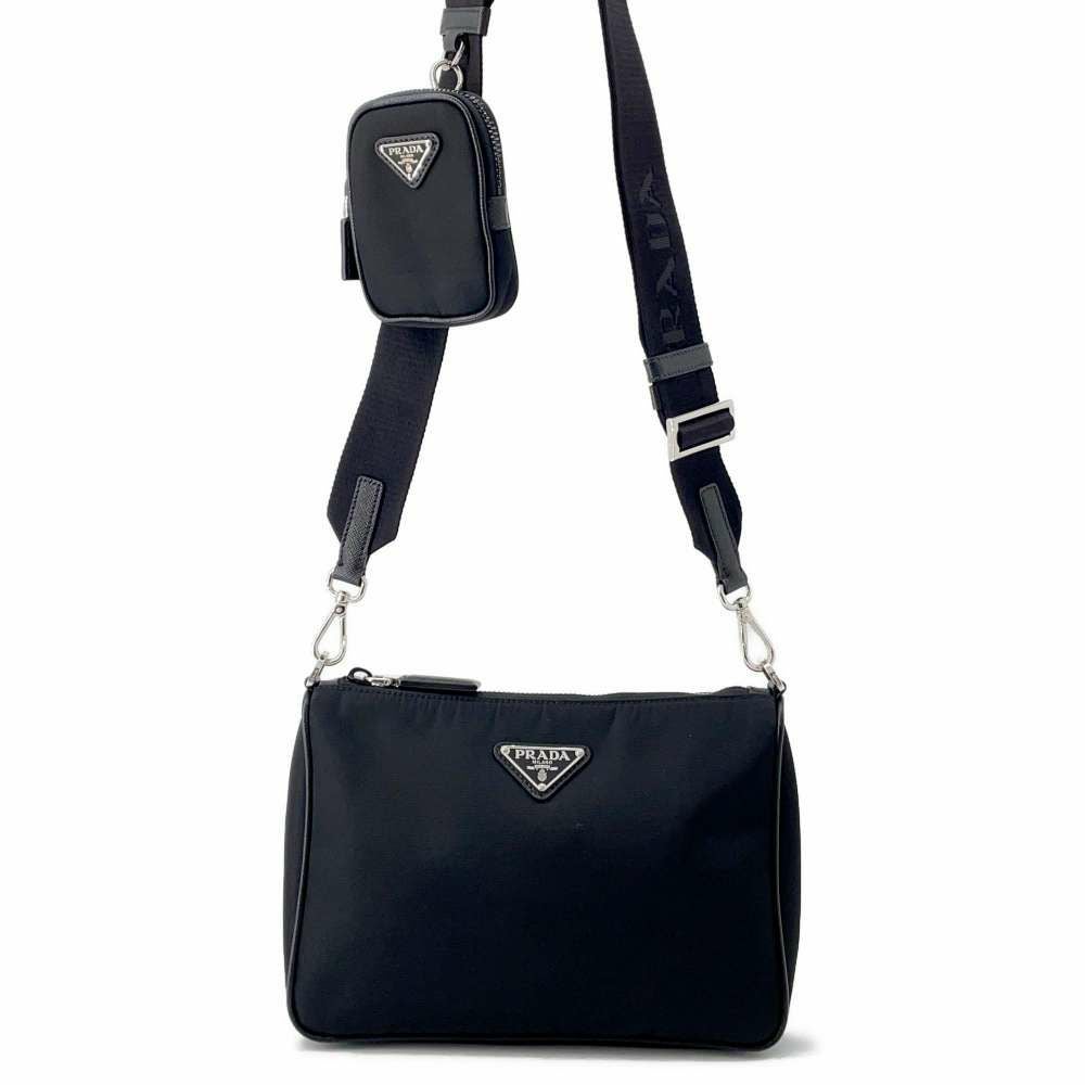 プラダ PRADA ショルダーバッグ 2VH113 ナイロン ブラック ポーチ付 プラダ ショルダーバッグ ミニポーチ付き ナイロン 2VH113 PRADA