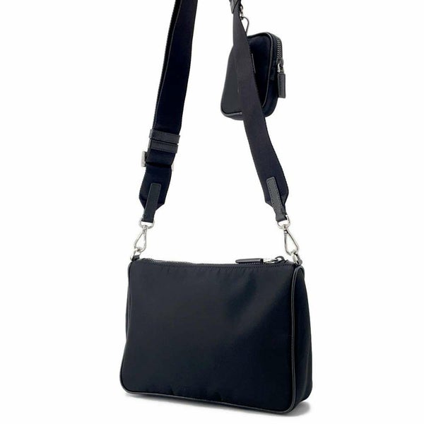 プラダ ショルダーバッグ ミニポーチ付き ナイロン 2VH113 PRADA バッグ 斜め掛け 黒