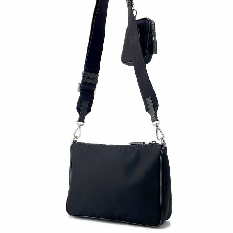 プラダ ショルダーバッグ ミニポーチ付き ナイロン 2VH113 PRADA バッグ 斜め掛け 黒