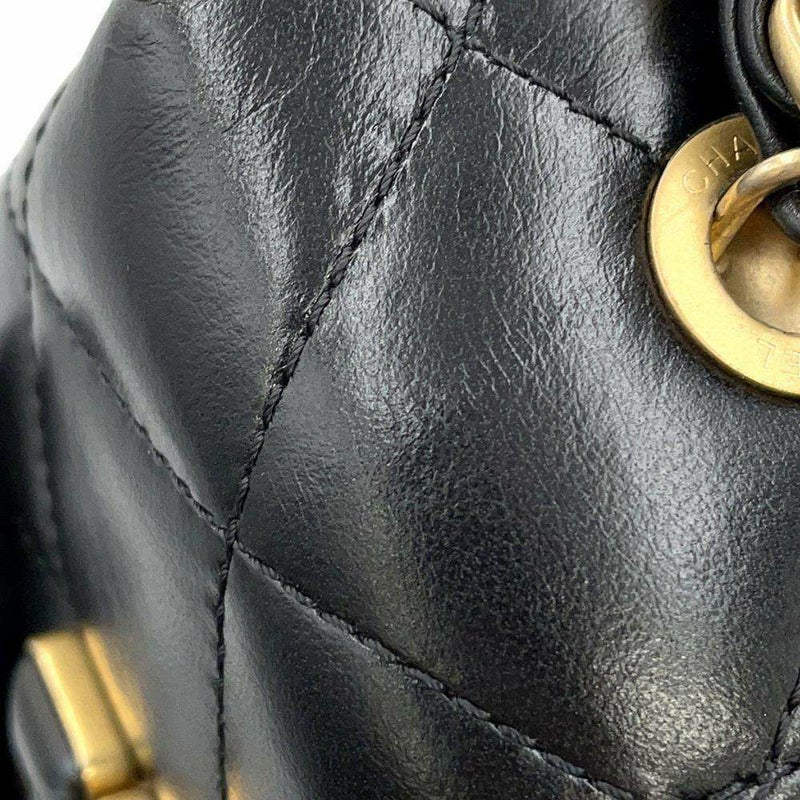 シャネル チェーンショルダーバッグ ココマーク マトラッセ ボックスバッグ ラムスキン AS2635 黒