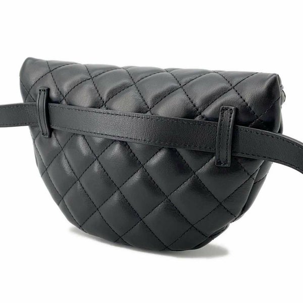 シャネル ボディバッグ マトラッセ ユニフォーム ラムスキン CHANEL ウエストバッグ 黒