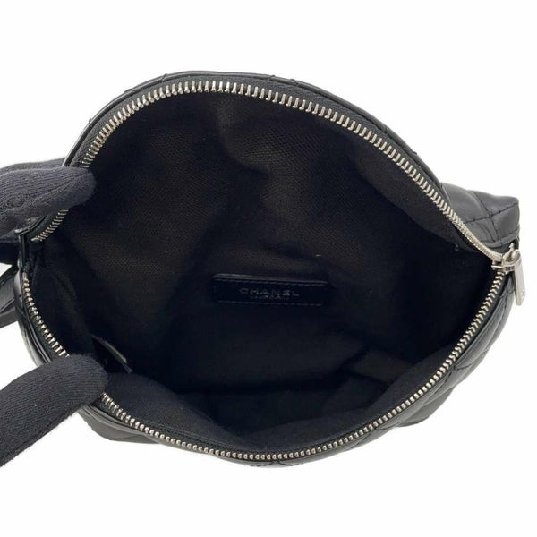 シャネル ボディバッグ マトラッセ ユニフォーム ラムスキン CHANEL ウエストバッグ 黒