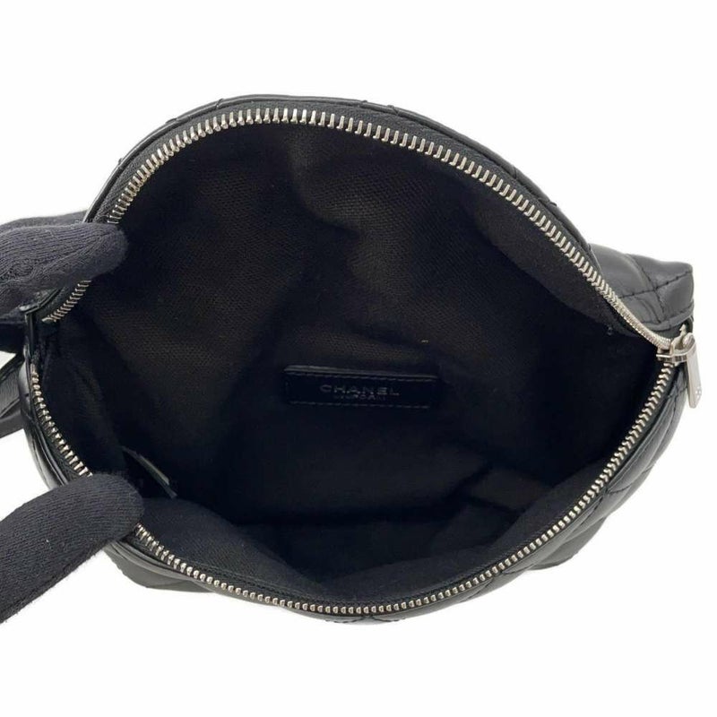 シャネル ボディバッグ マトラッセ ユニフォーム ラムスキン CHANEL ウエストバッグ 黒