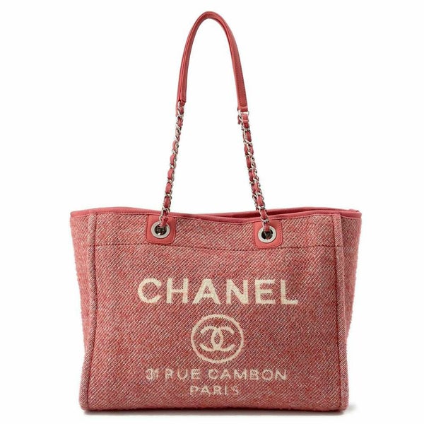シャネル トートバッグ ドーヴィルライン ミディアム ショッピングバッグ ロゴ キャンバス A67001 CHANEL チェーントート