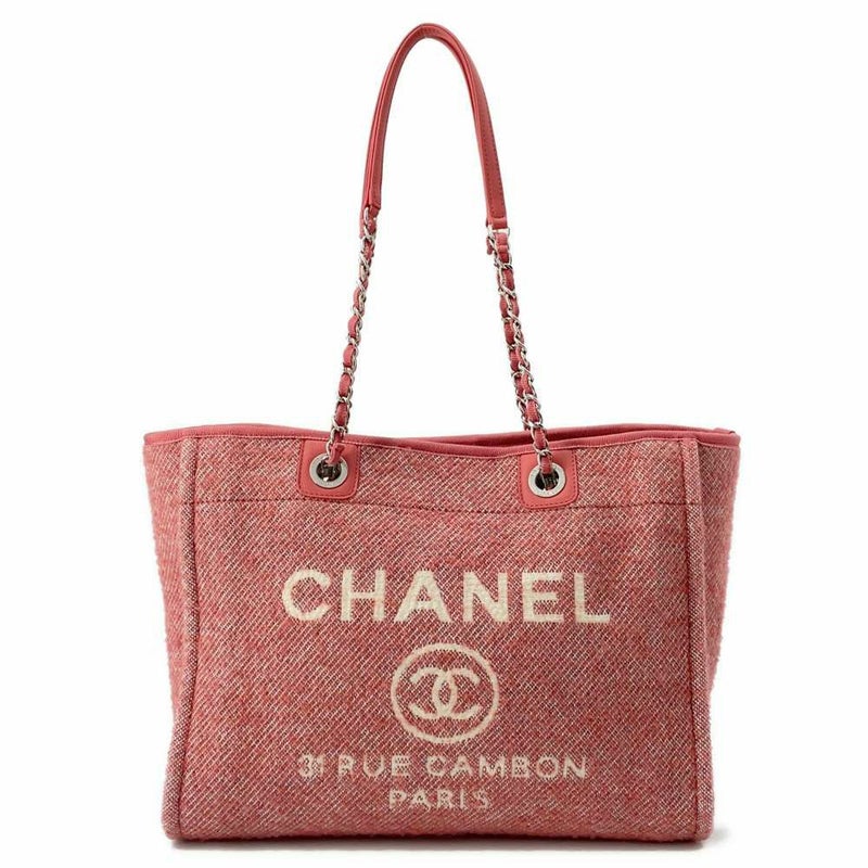 シャネル トートバッグ ドーヴィルライン ミディアム ショッピングバッグ ロゴ キャンバス A67001 CHANEL チェーントート