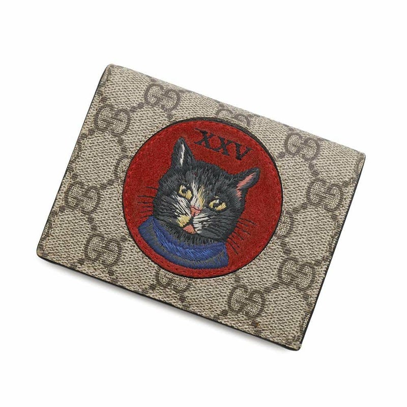 グッチ 二つ折り財布 ミスティックキャット GGスプリーム 499380 GUCCI 財布 レッド