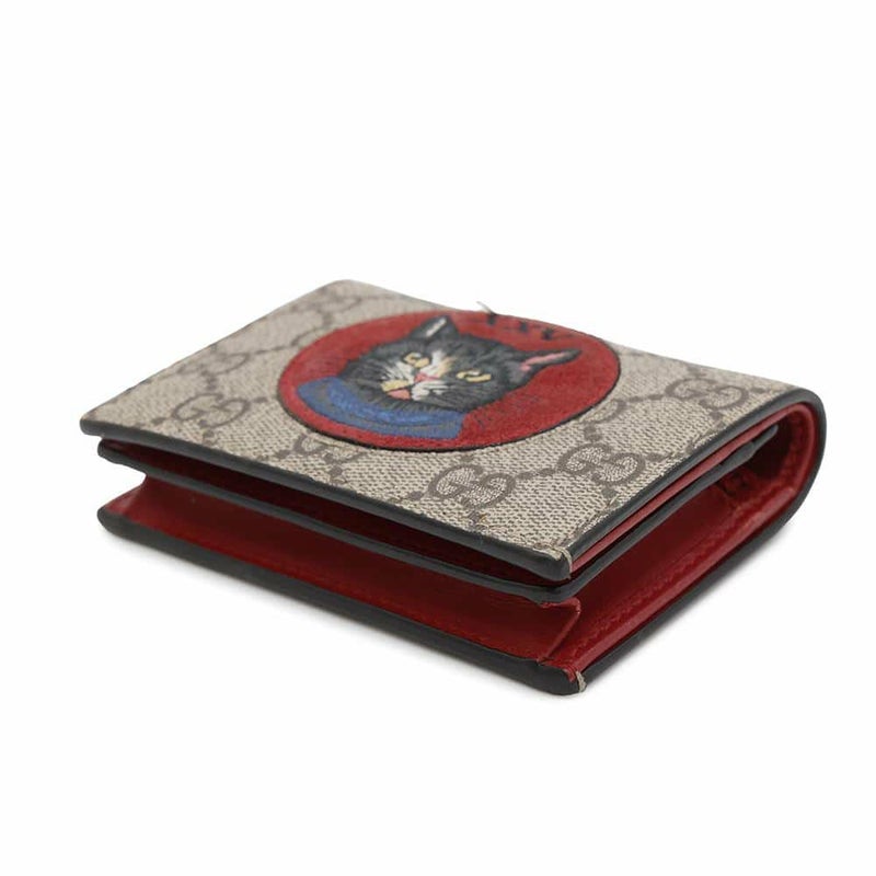 グッチ 二つ折り財布 ミスティックキャット GGスプリーム 499380 GUCCI 財布 レッド