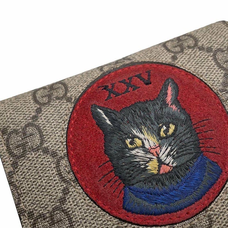 グッチ 二つ折り財布 ミスティックキャット GGスプリーム 499380 GUCCI 財布 レッド