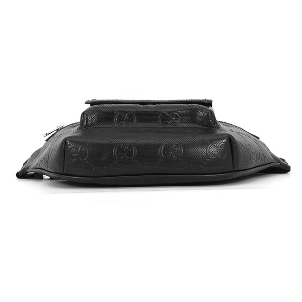 グッチ ボディバッグ GGエンボス ベルトバッグ レザー 645093 GUCCI ウエストバッグ メンズ 黒