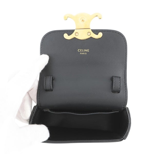 セリーヌ ショルダーバッグ トリオンフ ミニ クロード シャイニーカーフレザー 10I513 CELINE ミニバッグ 黒