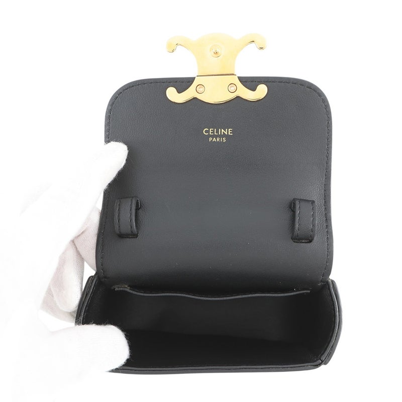 セリーヌ ショルダーバッグ トリオンフ ミニ クロード シャイニーカーフレザー 10I513 CELINE ミニバッグ 黒