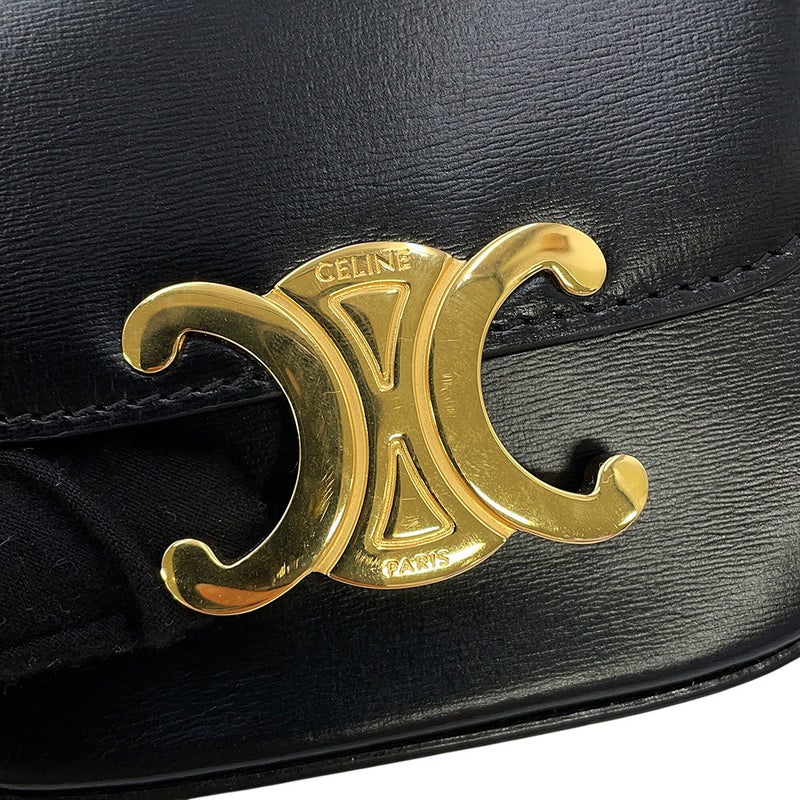 セリーヌ ショルダーバッグ トリオンフ ミニ クロード シャイニーカーフレザー 10I513 CELINE ミニバッグ 黒